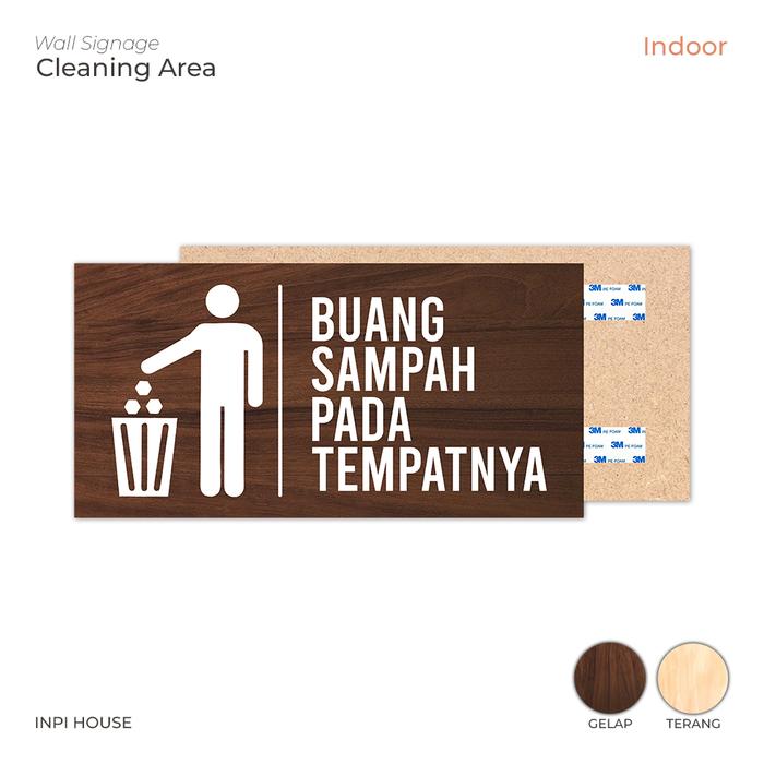Gambar Sign Buang Sampah Pada Tempatnya Tempel Dinding Motif Kayu - INPI HOUSE - Coklat Gelap dari INPI House undefined Tokopedia