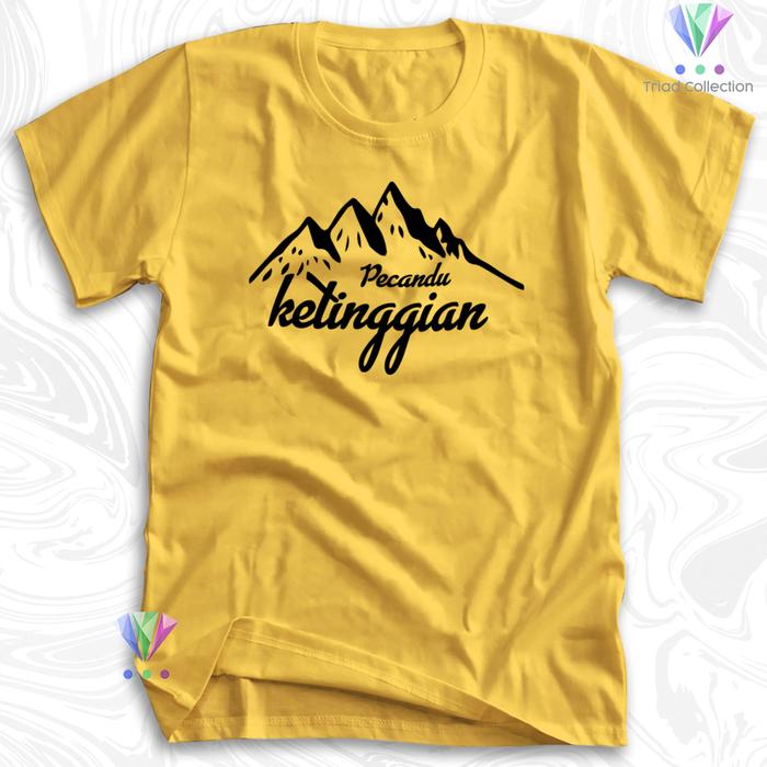 Gambar Kaos Pendaki Gunung Hiking Mountain PECANDU KETINGGIAN Combed 30s -649 - Kuning, XXL dari Triad Collection undefined Tokopedia