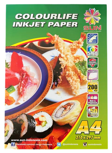 Gambar Kertas Foto A4 Sun Colourlife Inkjet Paper A4 Single Side / Double Side (110 130 200 235gsm) - 200 gsm dari Adamo Store undefined Tokopedia