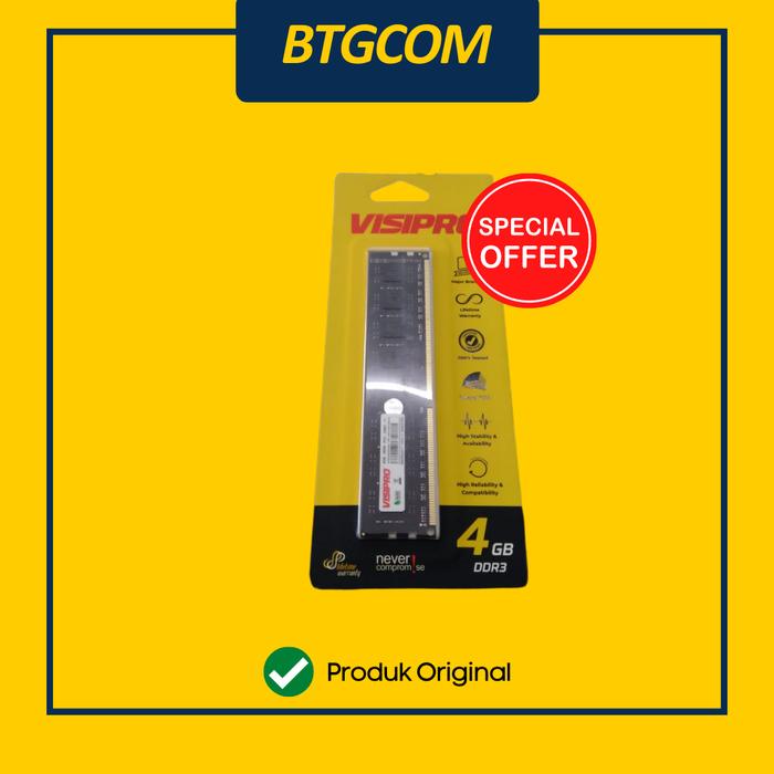 Gambar RAM Visipro DDR3 4GB 1600MHz PC12800 dari btgcom undefined Tokopedia