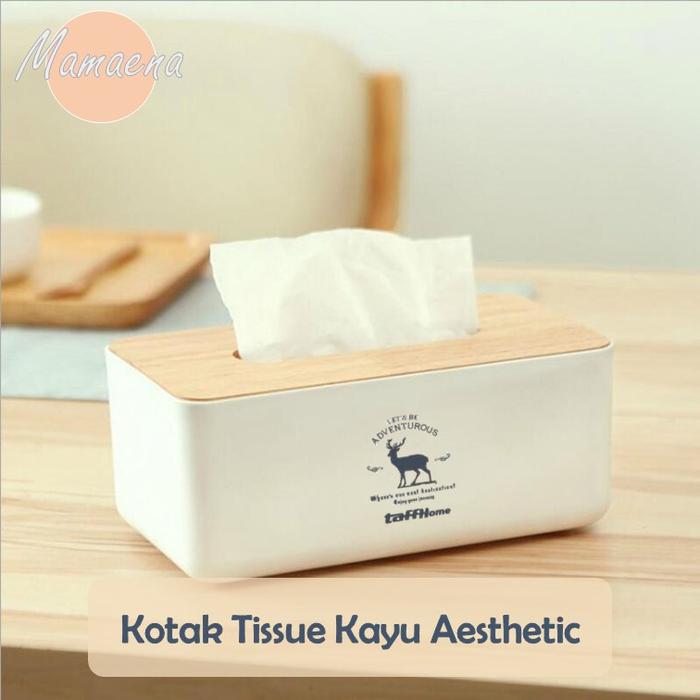 Gambar Kotak Tisu Kayu Estetik Tempat Tissue Aesthetic Wadah Putih dari mamaena undefined Tokopedia