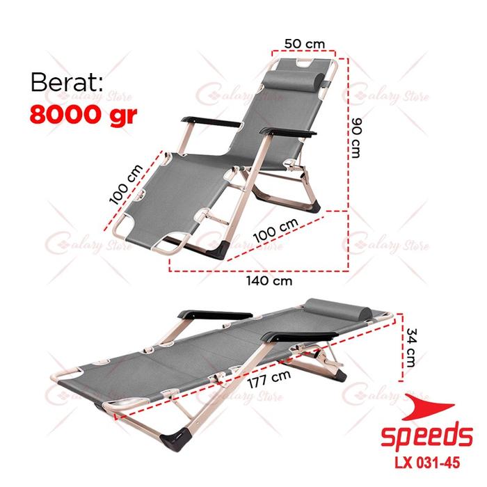 Gambar SPEEDS Kursi Malas Tempat Tidur Lipat Outdoor Furniture Pantai Indoor Kursi Santai 031-45 - 031-45 ABU dari Calary Toys undefined Tokopedia