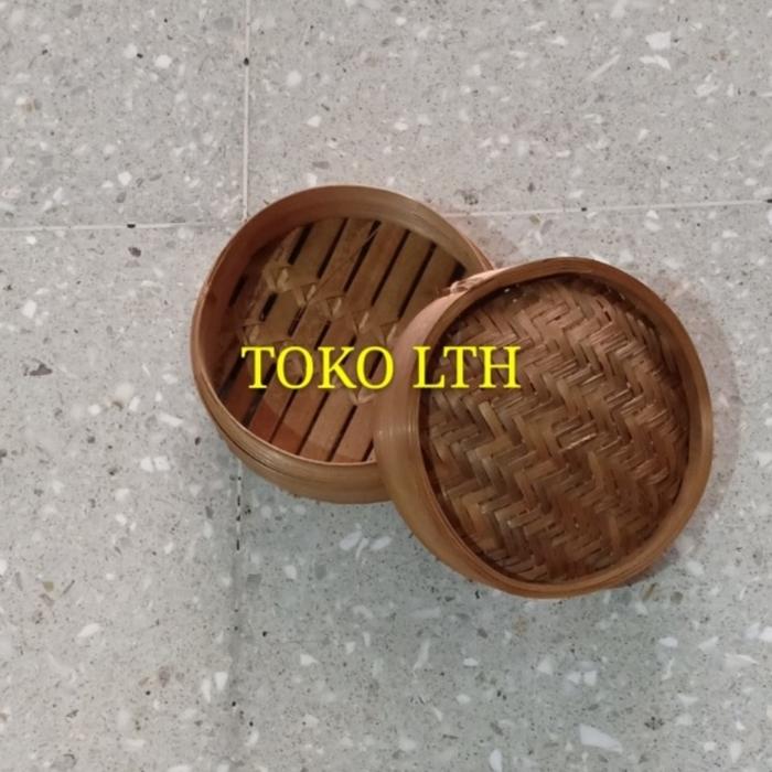 Gambar KLAKAT BAMBU DIMSUM 13 CM + TUTUP/ KUKUSAN WADAH TEMPAT KERANJANG DIM dari TOKO LTH_NEW undefined Tokopedia