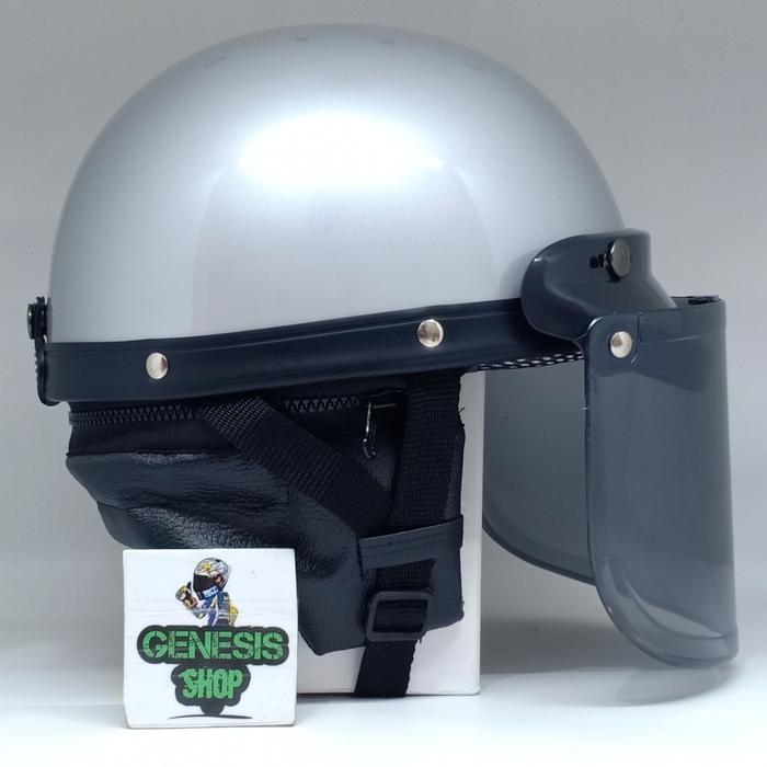 Gambar Helm CHIP dewasa helm vintage polos dan kaca datar NON COATING smoke - silver+NC smoke, allsize dari genesis.shop18 undefined Tokopedia