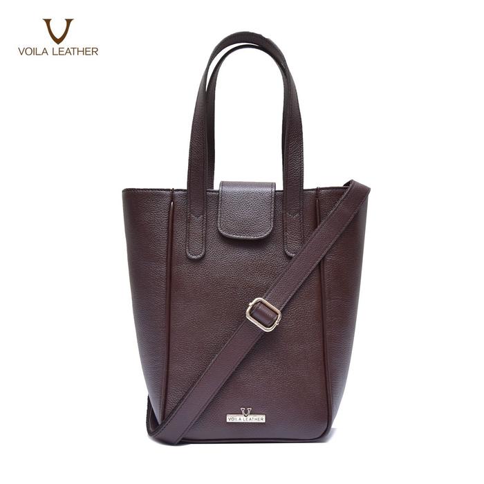 Gambar Tas Wanita Tote Kulit Asli Voila Twilight Tall - Brown dari Voila Leather undefined Tokopedia