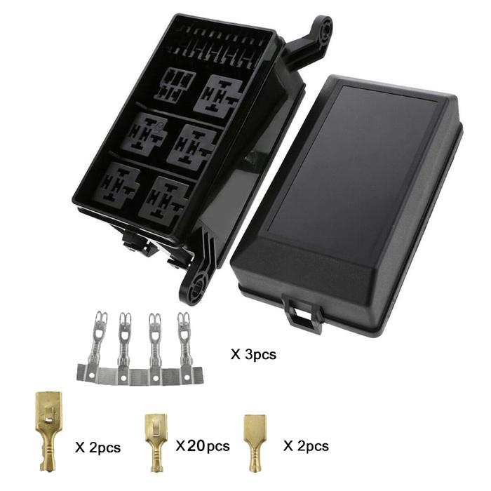 Gambar Kotak Relai 12-Slot Relay 6 ATC/ATO Blok Pemegang Sekering Standar - Hitam dari Abeeing undefined Tokopedia
