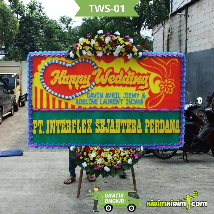Gambar Papan Bunga Pernikahan - Ucapan Selamat Happy Wedding - TWS-01 dari Kirimkirim Florist undefined Tokopedia
