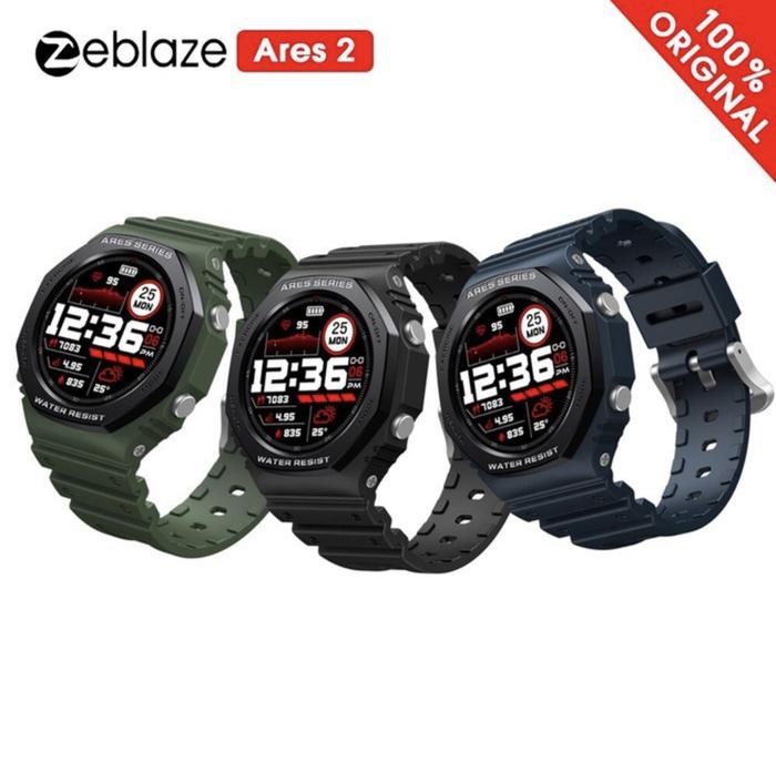 Gambar ZEBLAZE ARES 2 Rugged Fashion Smartwatch Waterproof 5 ATM SPo2 Sensor - BLUE dari MY SHOP MENTENG undefined Tokopedia