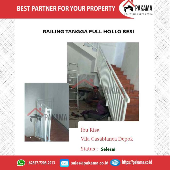 Gambar Railing tangga minimalis klasik kombinasi kayu stainless besi hollow - Full Hollo Besi dari Dunia Besi dan Aluminium undefined Tokopedia