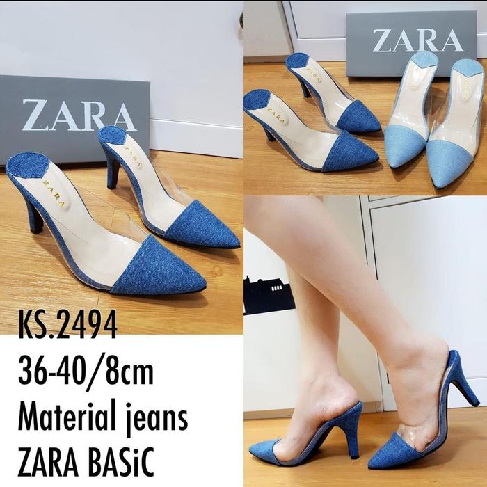 Gambar KS. 2494, sandal moncong fashion 7cm Zara basic material jeans. - Biru Muda, 39 dari Kimberlyshoes x Kims'RELINE undefined 2 Tokopedia