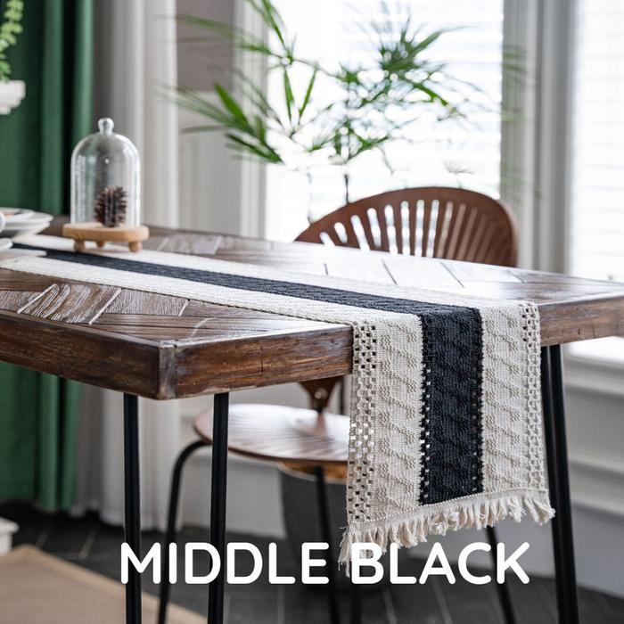 Gambar Table Runner Nordic / Taplak Meja Makan Tamu Simple Premium - Middle Black, Medium dari Deco Hause undefined Tokopedia
