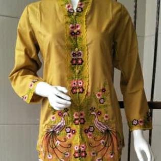 Gambar KEBAYA ENCIM BORDIR MOTIF BURUNG TERBARU/KEBAYA ENCIM MODERN TERLARIS - gold, L dari Berkah kebaya undefined Tokopedia