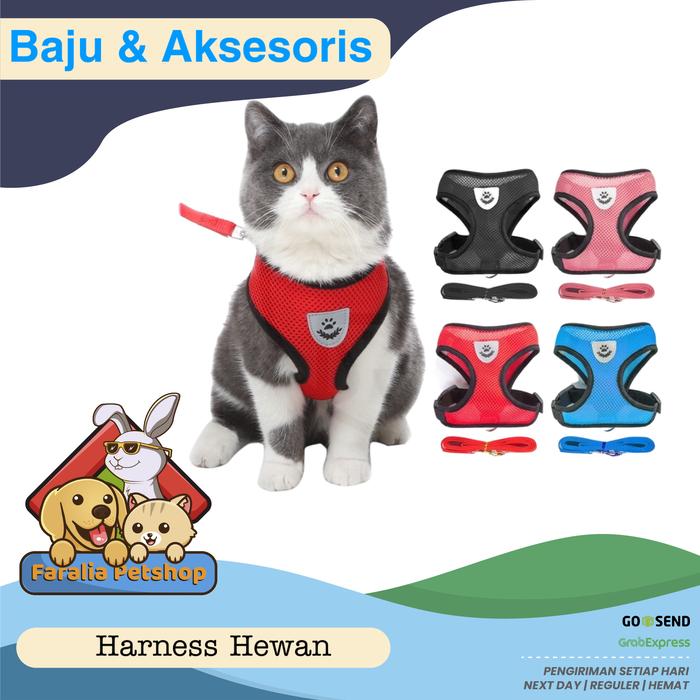 Gambar Harnes Kucing Anjing Tali Penuntun Hewan Pet Cat Dog Harness Rompi dari Faralia PetShop Kota Administrasi Jakarta Timur Tokopedia