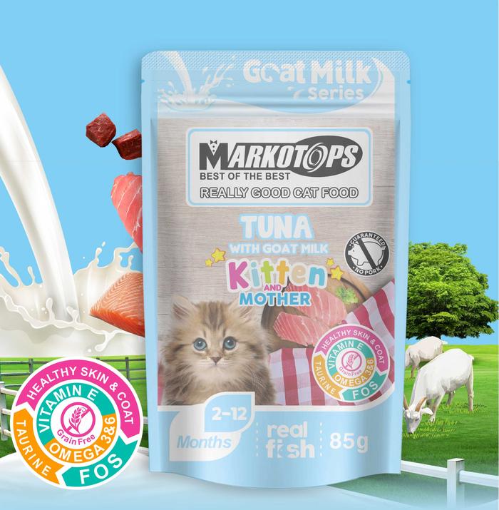 Gambar MARKOTOPS CAT POUCH 85GR with GOAT MILK / MAKANAN BASAH KUCING SACHET - K&M TUNA dari FOR FUN SHOP undefined Tokopedia