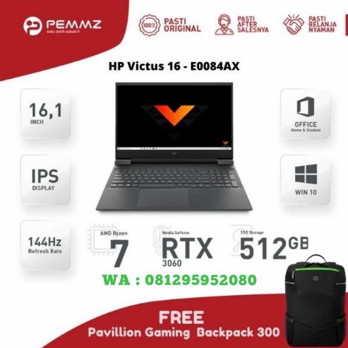 Jual HP LAPTOP 16 E0084AX BY VICTUS R7-5800H SSD 512GB