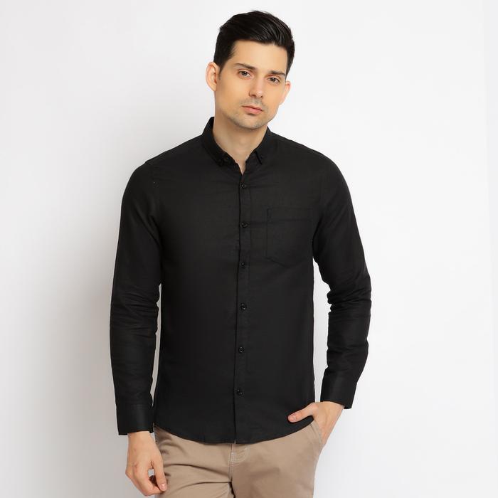 Gambar kemeja pria biru muda lengan panjang / kemeja panjang polos cowo - Hitam, L dari Simpleclothes.id undefined Tokopedia