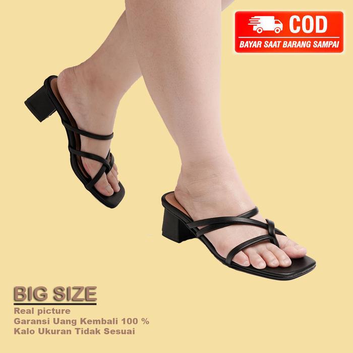 Gambar Big Size Sandal 41-42-43-44-45 Sandal Heels Tali Wanita Hak Tahu 5Cm - Hitam, 43 dari Alya Fashion Shop undefined Tokopedia