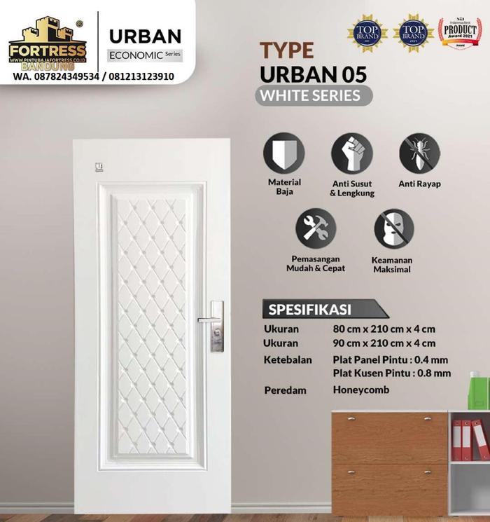 Gambar FORTRESS Pintu Baja Urban 05 / Pintu Rumah Ekonomis (Fullset) - Putih, 80.05 dari FORTRESS PINTU BAJA BANDUNG undefined Tokopedia