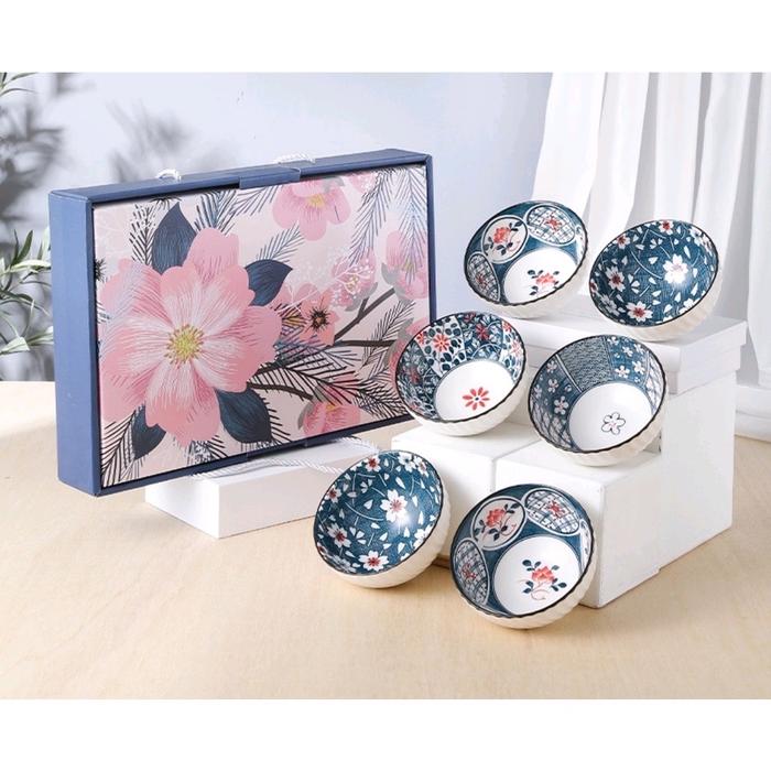 Gambar Japanese Cherry Bowl Gift Set 6pcs/ Mangkuk Set Keramik Jepang Hadiah - Merah Muda dari mode shop online store undefined Tokopedia