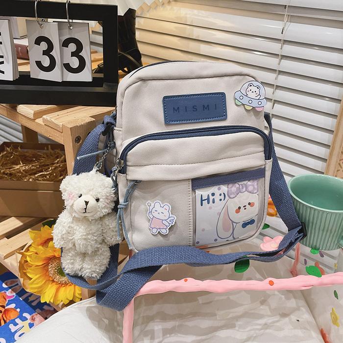 Gambar Mismi Layla Bag Tas Selempang Wanita Korea Cute Stylis Sling Bag - 19L - Putih-Biru dari Mismi Official Store undefined Tokopedia