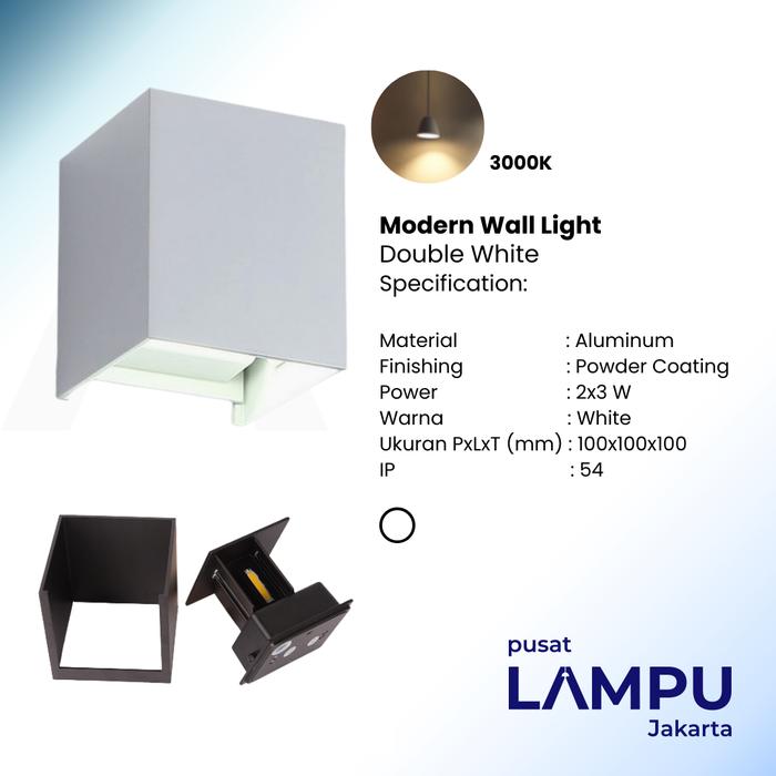 Gambar Lampu Dinding 2 arah Adjustable powder coating minimalist 6watt led - Putih dari Pusat Lampu Jakarta undefined Tokopedia