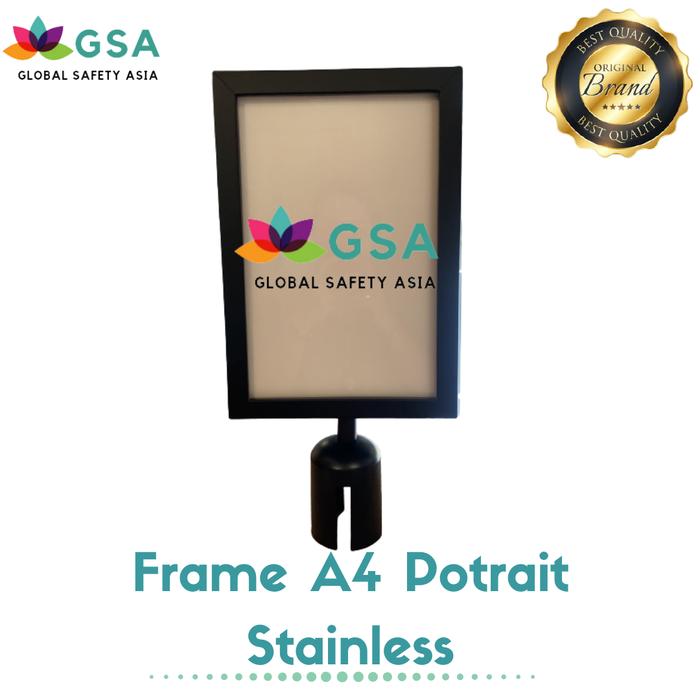 Gambar Frame Standing Sign Board Frame Stainless Hitam A4 - Potrait dari VGS Safety Store undefined Tokopedia