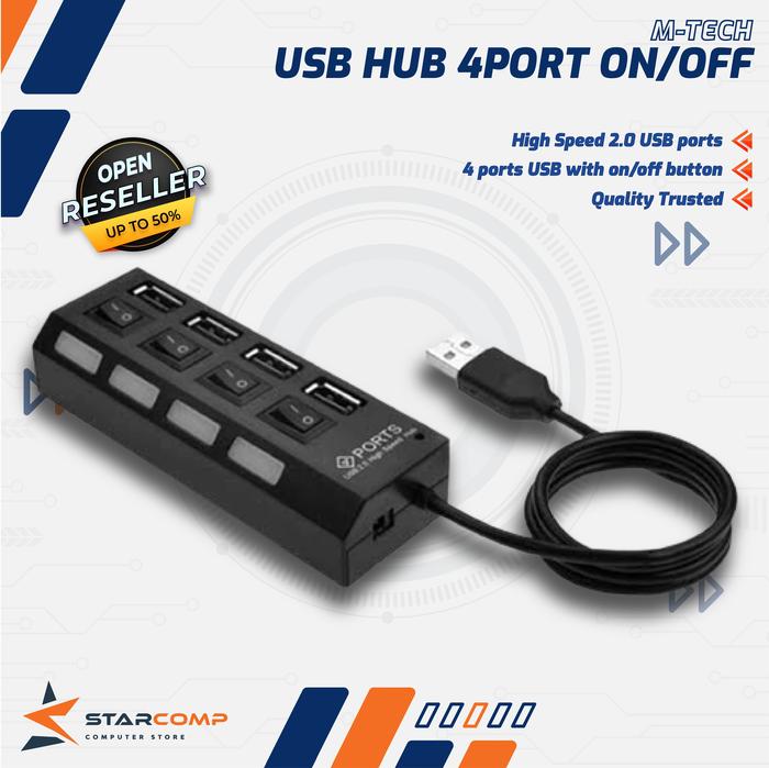 Gambar USB HUB 4 Port M-Tech 2.0 On-Off dari Starcomp Origin undefined Tokopedia