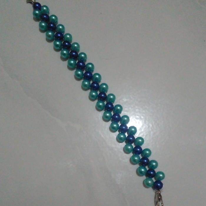 Gambar konektor masker hijab mutiara kristal ceko 2in1 - hijau biru dari Noonie Shop undefined Tokopedia