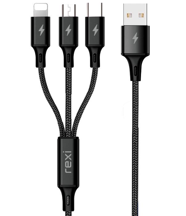 Gambar Kabel Data 3 IN 1 REXI KD01-T 3A - Black dari Gadgetmart_NEW undefined Tokopedia