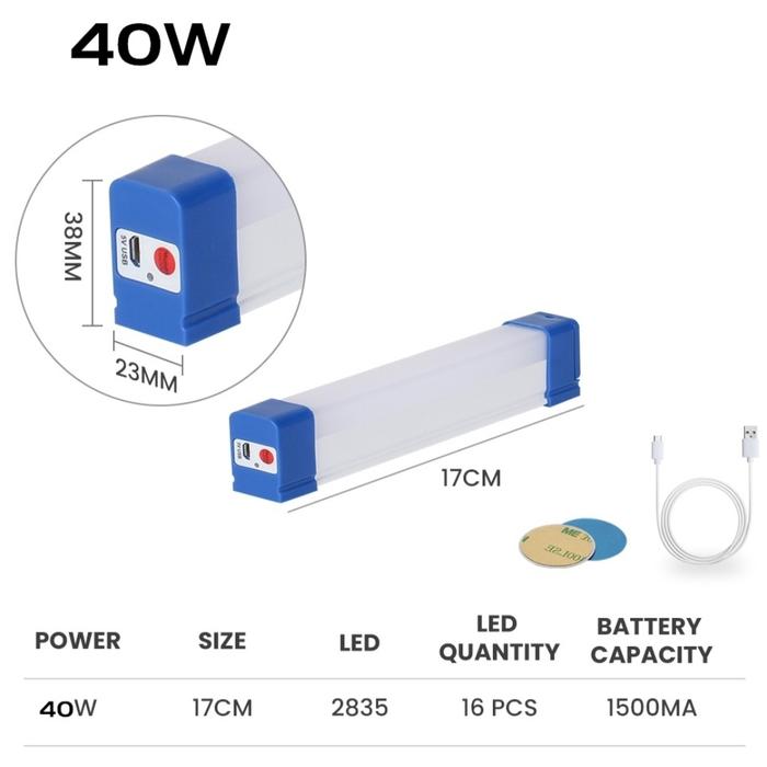 Gambar LAMPU LED PANJANG LAMPU TEMPEL LAMPU DINDING EMERGENCY USB RECHARGE - 40W(17CM) dari ALFA ACC undefined Tokopedia