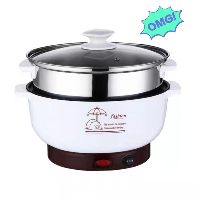 Gambar Panci Elektrik Teflon Multifungsi Kukusan Steamer 2.4 Liter Stainless - Putih dari Buana_Sukses undefined Tokopedia