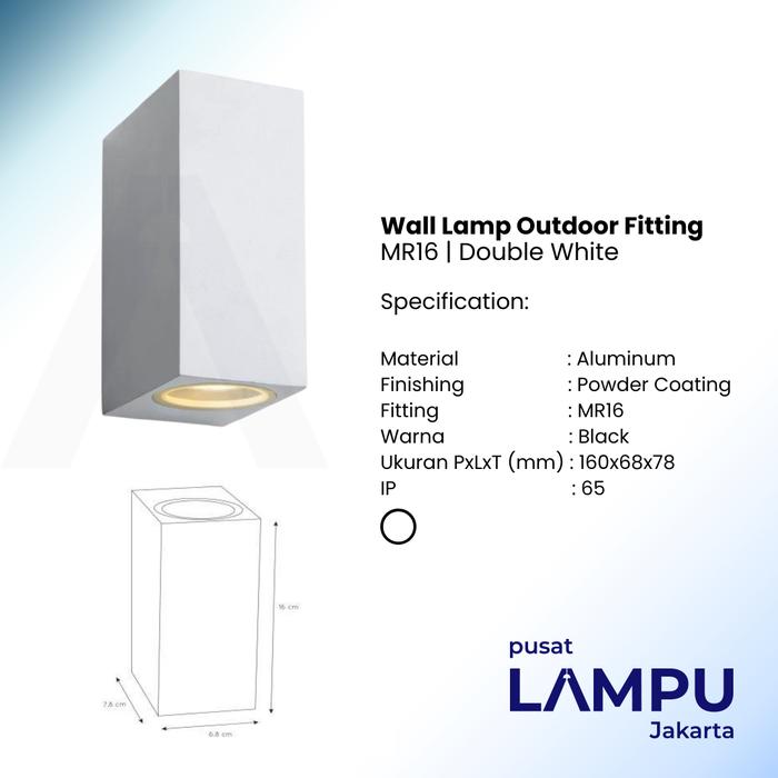 Gambar Lampu Dinding 2 arah Kotak Square MR16 Good Quality Black White - Putih dari Pusat Lampu Jakarta undefined Tokopedia