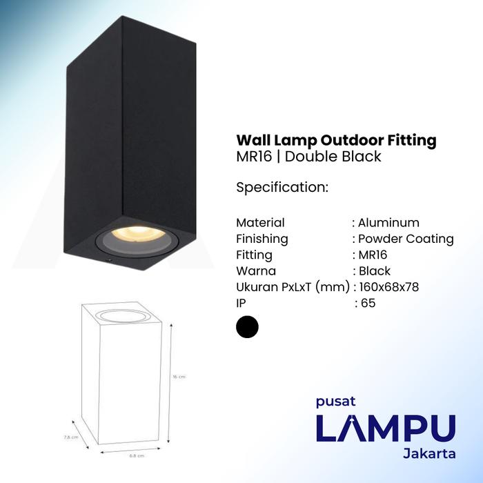 Gambar Lampu Dinding 2 arah Kotak Square MR16 Good Quality Black White - Hitam dari Pusat Lampu Jakarta undefined Tokopedia