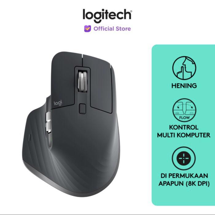 Gambar Logitech MX Master 3S Bluetooth Wireless Silent Click Mouse Baterai 500mAh dengan Teknologi Darkfield High Precision & Kontrol Multi Computer - Graphite dari Click & Go Tokopedia undefined Tokopedia