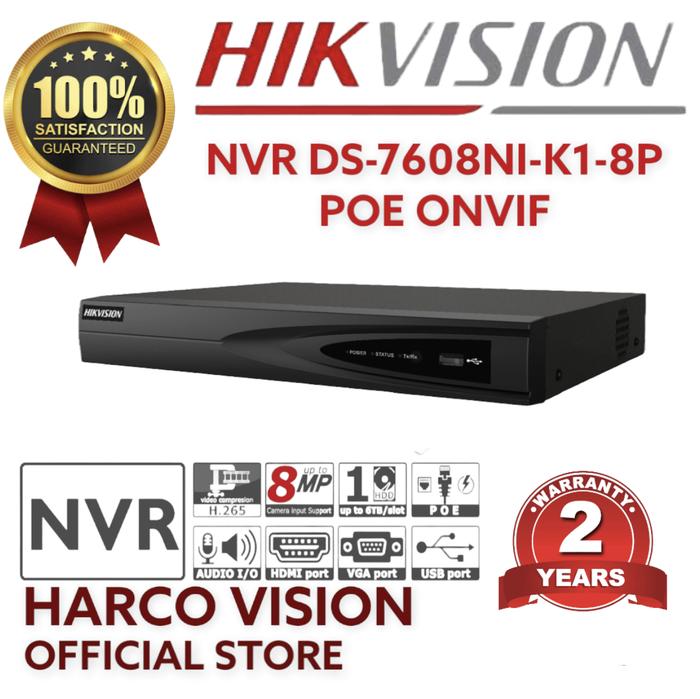 Gambar NVR HIKVISION 8 CHANNEL DS-7608NI-K1-8P POE ONVIF 8PORT 8CH 8CHANNEL dari CCTV93 undefined Tokopedia