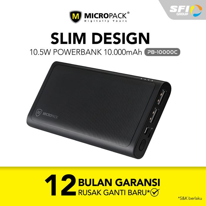 Gambar Micropack Type-C Power Bank 10.000 mAh Black (PB-10000 C) (FS) - Hitam dari Micropack Indonesia undefined Tokopedia