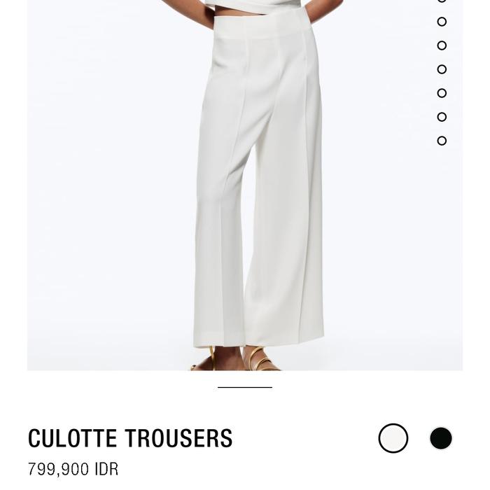 Jual zara culotte trousers white pants 