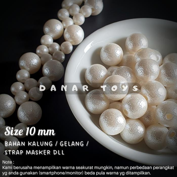 Gambar MOTE / MERONCE / BEADS / MOTE PUTIH MUTIARA BULAT TEXTURE 10MM - ± 20 gram dari Danar Toys &amp; Accesories undefined Tokopedia