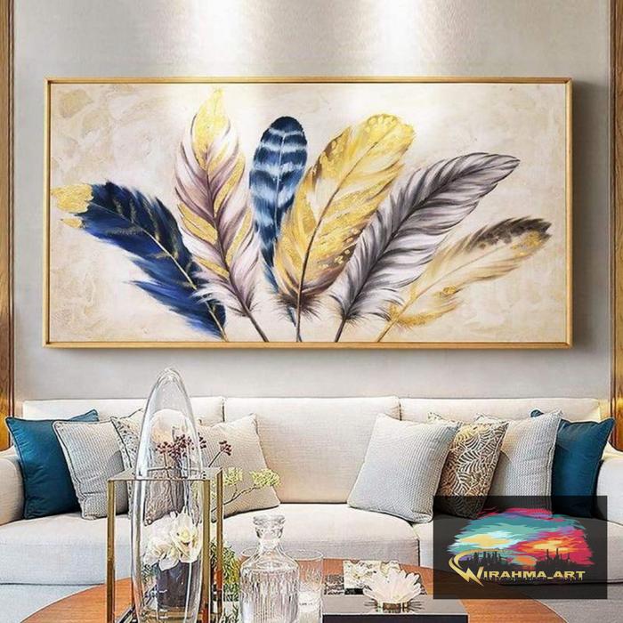 Gambar lukisan besar modern bulu gold texture 200 x 100 cm plus bingkai fiber - 150 x 80 cm dari Wirahma Art painting undefined Tokopedia