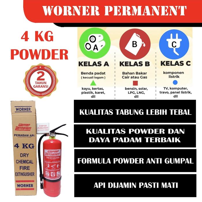 Gambar APAR TABUNG WORNER PERMANENT POWDER / TABUNG PEMADAM/PEMADAM API/APAR - POWDER 4KG dari Singgahan Betta Farm undefined Tokopedia