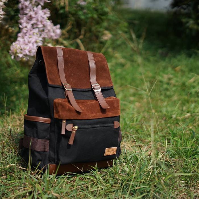 Gambar Tas Ransel Backpack Pria Wanita Laptop Kanvas - Firefly Janvier Black - Black dari Mirakel Shop undefined Tokopedia