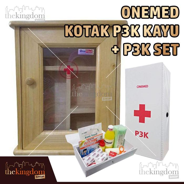 Gambar Onemed Kotak P3K AA Rak Dinding Gantung Set First Aid Kit Hanger - Kayu + P3K SET, Plastik dari The Kingdom Shop undefined Tokopedia
