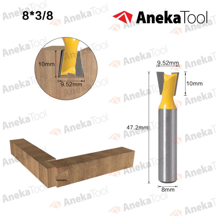 Jual Mata Profil Router Dovetail Joint Shank 8mm Woodworking Kayu - 3/8 ...