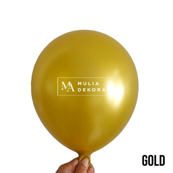 Gambar Balon Metalic Chrome 12 inch Per Pack 50pcs Grosir Murah Aksesoris - (50pcs)Gold dari Mulia Dekorasi undefined Tokopedia