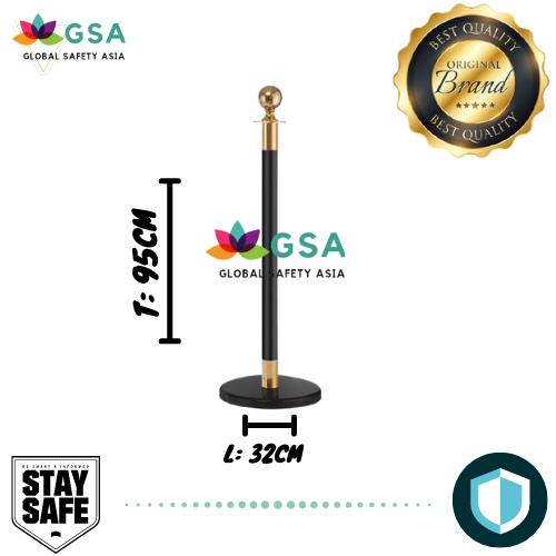 Gambar Tiang Antrian Gold Queue Line Stainless - Black Gold dari Global Safety Asia undefined Tokopedia