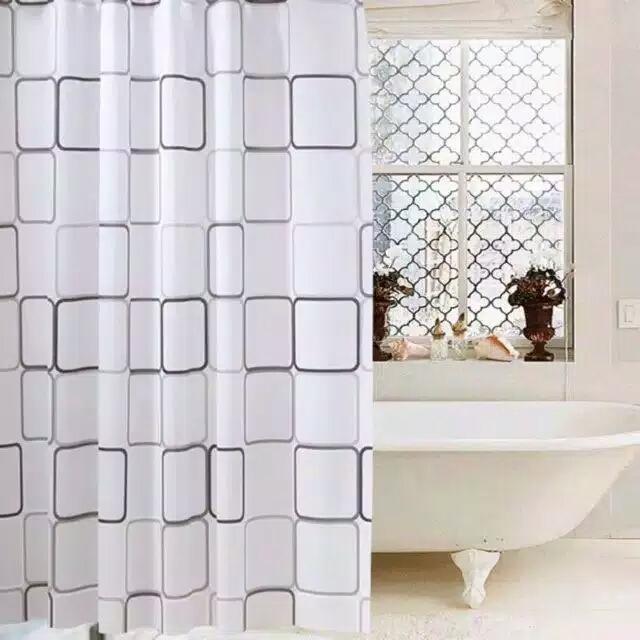 Gambar TIRAI KAMAR MANDI ANTI AIR PVC HORDENG PEMBATAS SHOWER CURTAIN 180x180 - Box dari Toketeko18 undefined Tokopedia