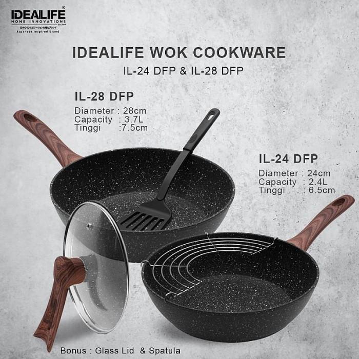 Gambar Deep Frypan Idealife 28cm + Glass Lid + Oil Rack + Spatula IL - 28 DFP dari Violet Superstore undefined Tokopedia