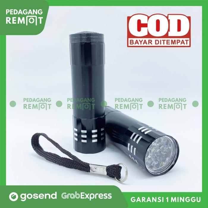 Gambar Lampu Senter Camping Kecil Mini Portable dengan 9 LED Putih Flashlight - Hitam dari Pedagang Remote_NEW undefined Tokopedia