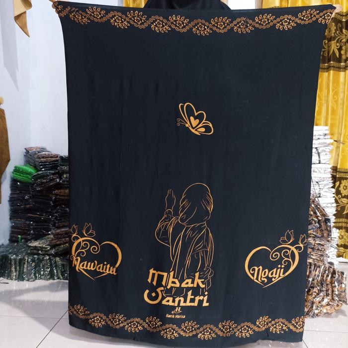 Gambar sarung cewek santri terbaru bahan rayon halus dan lembut - hitam nawaitu dari RIZQUNA COLLECTION undefined Tokopedia