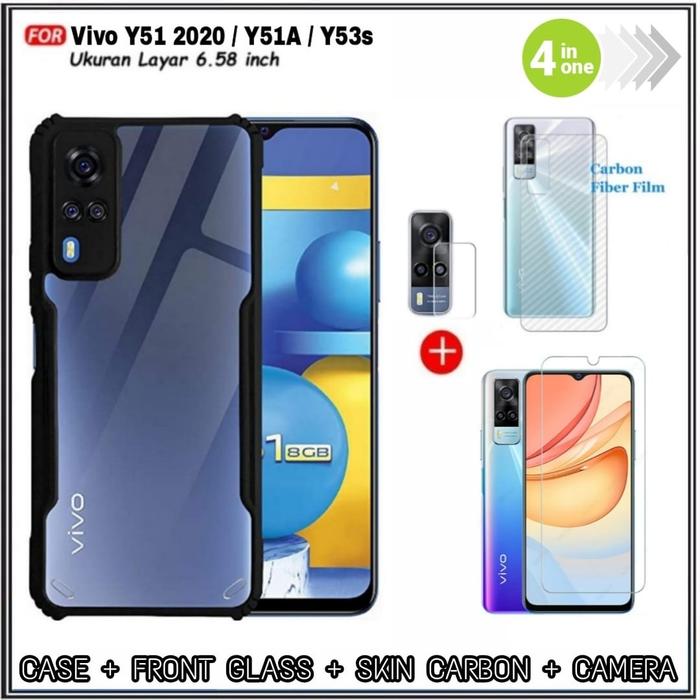 PAKET 4IN1 Case VIVO Y51 Y51A Y53S Soft Hard Fusion Shockproof VIVO  Y51